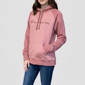 Champion Ladies XXL Pink Fleece Hoodie Oversized Soft Pocket Drawstring Hood